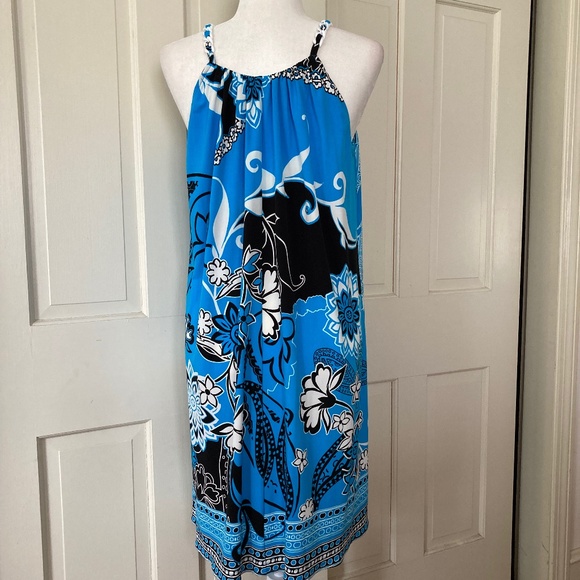 Boston Proper Pop-Art Halter Dress w Fun Plastic Chain Straps  SZ 12 - Picture 6 of 12